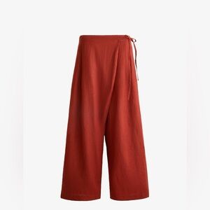 Wide Leg Wrap Pants in Rust Red